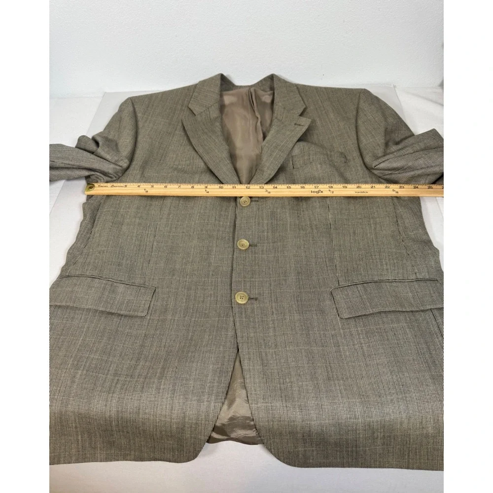 Ralph Lauren Silk Wool Blazer Sport Coat Two Button Brown Plaid 46R‎
